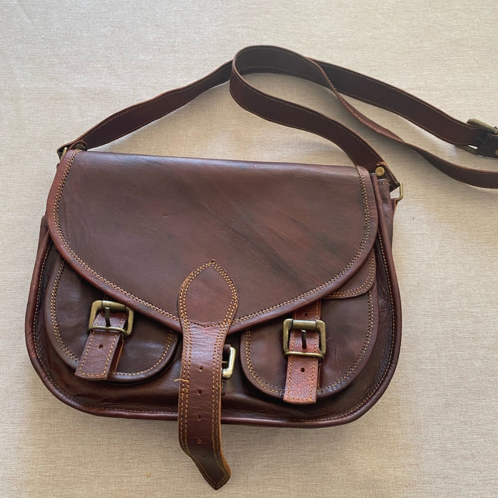 Faux leather shoulder bag
